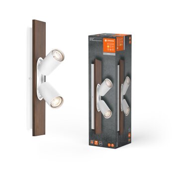 Ledvance Lights Spot ceiling light, ceiling spotlight LED Wood like finish, white, 2-light sources