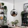 Gastor hanging light, globe light chrome, Smoke-coloured, 1-light source