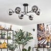 Gastor ceiling light, globe light 80 cm chrome, clear, Smoke-coloured, 6-light sources