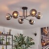 Gastor ceiling light, globe light 80 cm chrome, clear, Smoke-coloured, 6-light sources