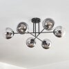 Gastor ceiling light, globe light 80 cm chrome, clear, Smoke-coloured, 6-light sources