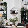 Gastor hanging light, globe light 30 cm chrome, clear, Smoke-coloured, 1-light source