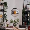 Gastor hanging light, globe light 30 cm chrome, clear, Smoke-coloured, 1-light source