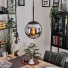 Gastor hanging light, globe light 20 cm chrome, Smoke-coloured, 1-light source