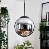 Gastor hanging light, globe light 25 cm chrome, Smoke-coloured, 1-light source