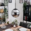 Gastor hanging light, globe light 25 cm chrome, Smoke-coloured, 1-light source
