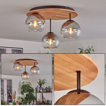 Koyoto ceiling light, globe light 40 cm Ecru, black, 3-light sources