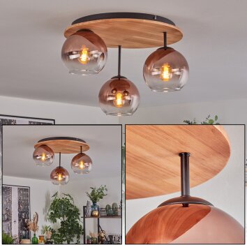 Koyoto ceiling light, globe light 40 cm Ecru, black, 3-light sources