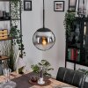 Gastor hanging light, globe light chrome, clear, Smoke-coloured, 1-light source