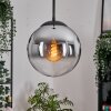 Gastor hanging light, globe light 25 cm chrome, clear, Smoke-coloured, 1-light source