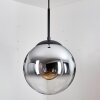 Gastor hanging light, globe light 25 cm chrome, clear, Smoke-coloured, 1-light source