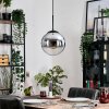 Gastor hanging light, globe light 25 cm chrome, clear, Smoke-coloured, 1-light source