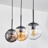 Gastor hanging light, globe light Amber, clear, Smoke-coloured, 3-light sources