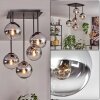 Gastor ceiling light, globe light chrome, clear, Smoke-coloured, 5-light sources