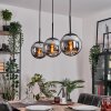 Gastor hanging light, globe light chrome, Smoke-coloured, 3-light sources