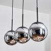 Gastor hanging light, globe light chrome, Smoke-coloured, 3-light sources