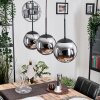Gastor hanging light, globe light chrome, Smoke-coloured, 3-light sources