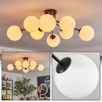 Gastor ceiling light, globe light 87 cm white, 8-light sources