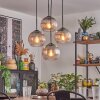 Koyoto hanging light, globe light 35 cm clear, Smoke-coloured, 4-light sources