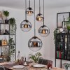 Gastor hanging light, globe light 45 cm black, 5-light sources