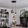 Gastor hanging light, globe light Amber, clear, Smoke-coloured, 3-light sources
