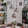 Gastor hanging light, globe light chrome, Smoke-coloured, 3-light sources