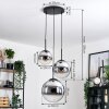 Gastor hanging light, globe light chrome, Smoke-coloured, 3-light sources