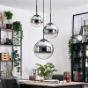 Gastor hanging light, globe light chrome, Smoke-coloured, 3-light sources