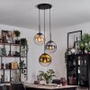 Gastor hanging light, globe light Amber, gold, clear, Smoke-coloured, 3-light sources