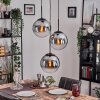 Gastor hanging light, globe light chrome, clear, Smoke-coloured, 3-light sources