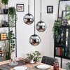 Gastor hanging light, globe light chrome, Smoke-coloured, 3-light sources