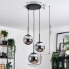 Gastor hanging light, globe light chrome, Smoke-coloured, 3-light sources