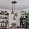 Gastor hanging light, globe light chrome, Smoke-coloured, 3-light sources
