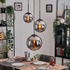 Gastor hanging light, globe light chrome, Smoke-coloured, 3-light sources