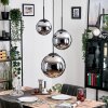 Gastor hanging light, globe light chrome, Smoke-coloured, 3-light sources