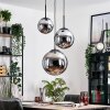 Gastor hanging light, globe light chrome, Smoke-coloured, 3-light sources