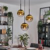 Gastor hanging light, globe light 30 cm gold, clear, 3-light sources