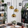 Gastor hanging light, globe light 30 cm gold, clear, 3-light sources