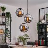 Gastor hanging light, globe light 30 cm chrome, Smoke-coloured, 3-light sources