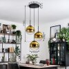 Gastor hanging light, globe light 30 cm gold, clear, 3-light sources