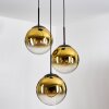 Gastor hanging light, globe light 30 cm gold, clear, 3-light sources