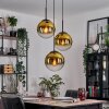 Gastor hanging light, globe light 30 cm gold, clear, 3-light sources