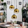 Gastor hanging light, globe light 30 cm gold, clear, 3-light sources