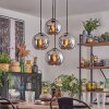 Koyoto hanging light, globe light chrome, Smoke-coloured, 4-light sources
