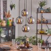Koyoto hanging light, globe light chrome, Smoke-coloured, 4-light sources