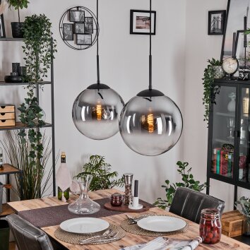 Gastor hanging light, globe light black, 2-light sources