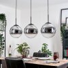 Gastor hanging light, globe light, pendant light chrome, clear, Smoke-coloured, 3-light sources