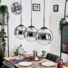 Gastor hanging light, globe light, pendant light chrome, clear, Smoke-coloured, 3-light sources
