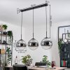 Gastor hanging light, globe light, pendant light chrome, clear, Smoke-coloured, 3-light sources
