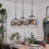 Gastor hanging light, globe light, pendant light chrome, clear, Smoke-coloured, 3-light sources